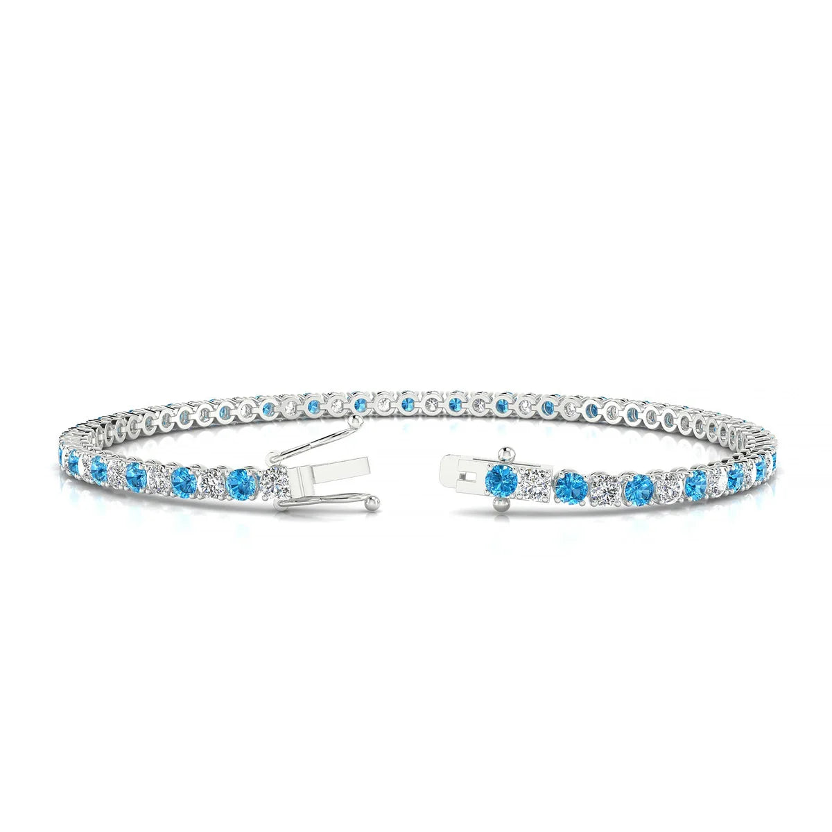 Palazzo 1-1 | 18k White Gold 2.5 mm Round Natural Topaz Tennis Bracelet