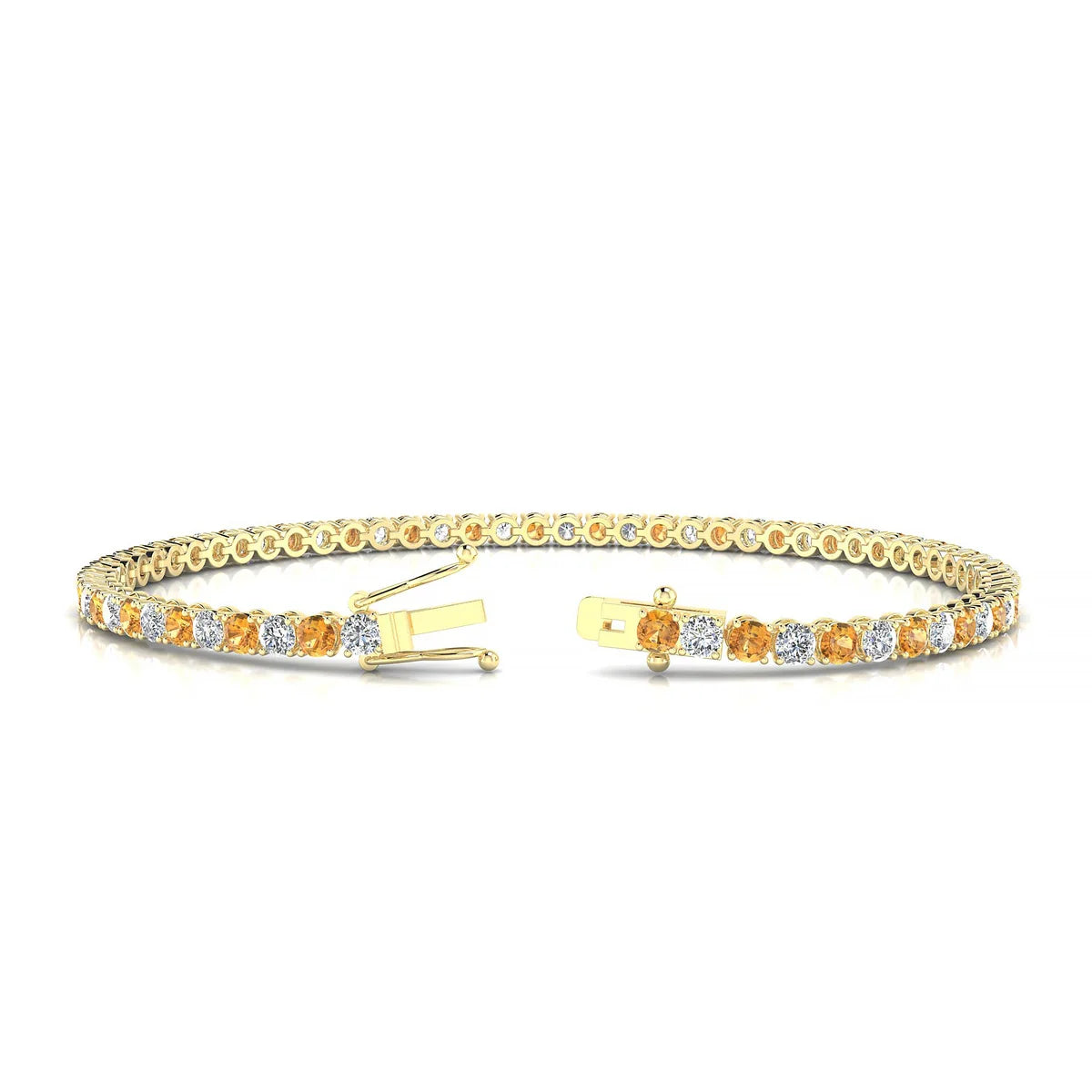 Palazzo 1-1 | 18k Yellow Gold 2.5 mm Round Natural Citrine Tennis Bracelet