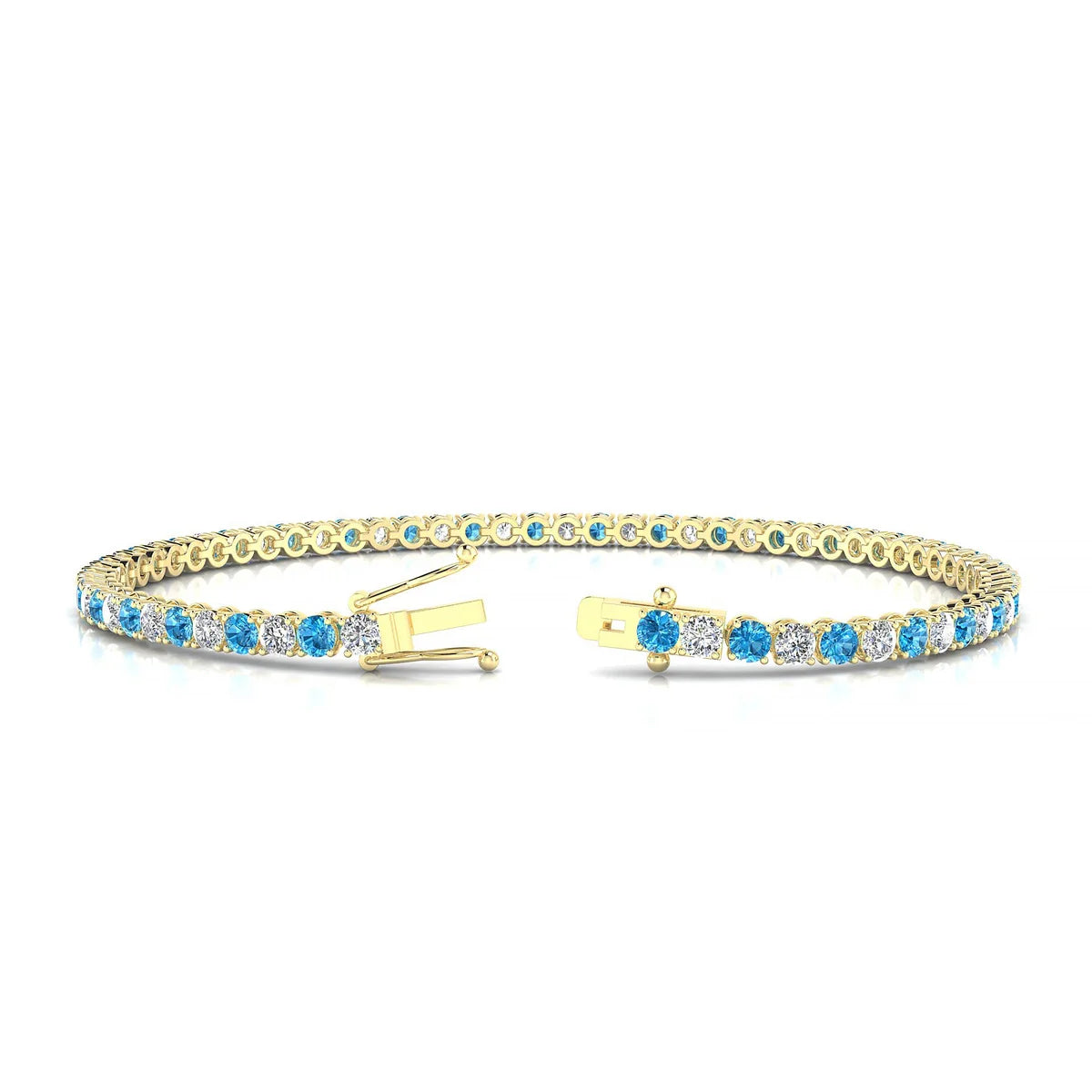 Palazzo 1-1 | 18k Yellow Gold 2.5 mm Round Natural Topaz Tennis Bracelet