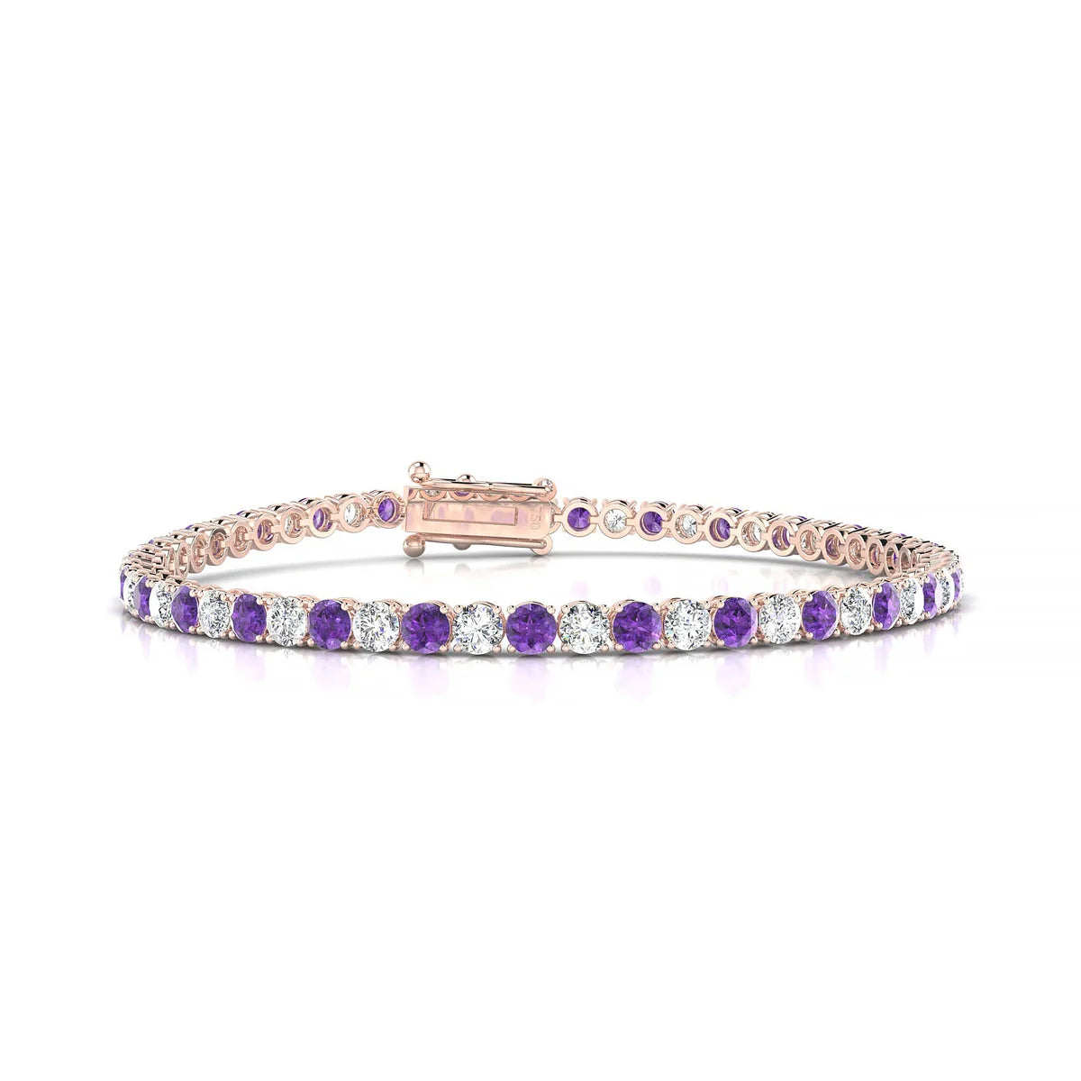 Palazzo 1-1 | 18k Rose Gold 3 mm Round Natural Amethyst Tennis Bracelet