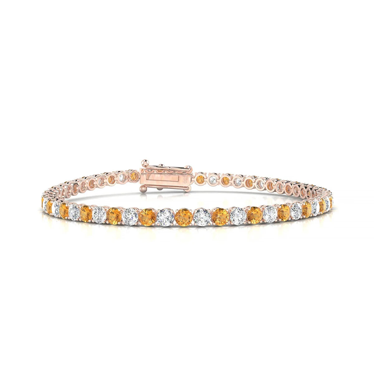 Palazzo 1-1 | 18k Rose Gold 3 mm Round Natural Citrine Tennis Bracelet
