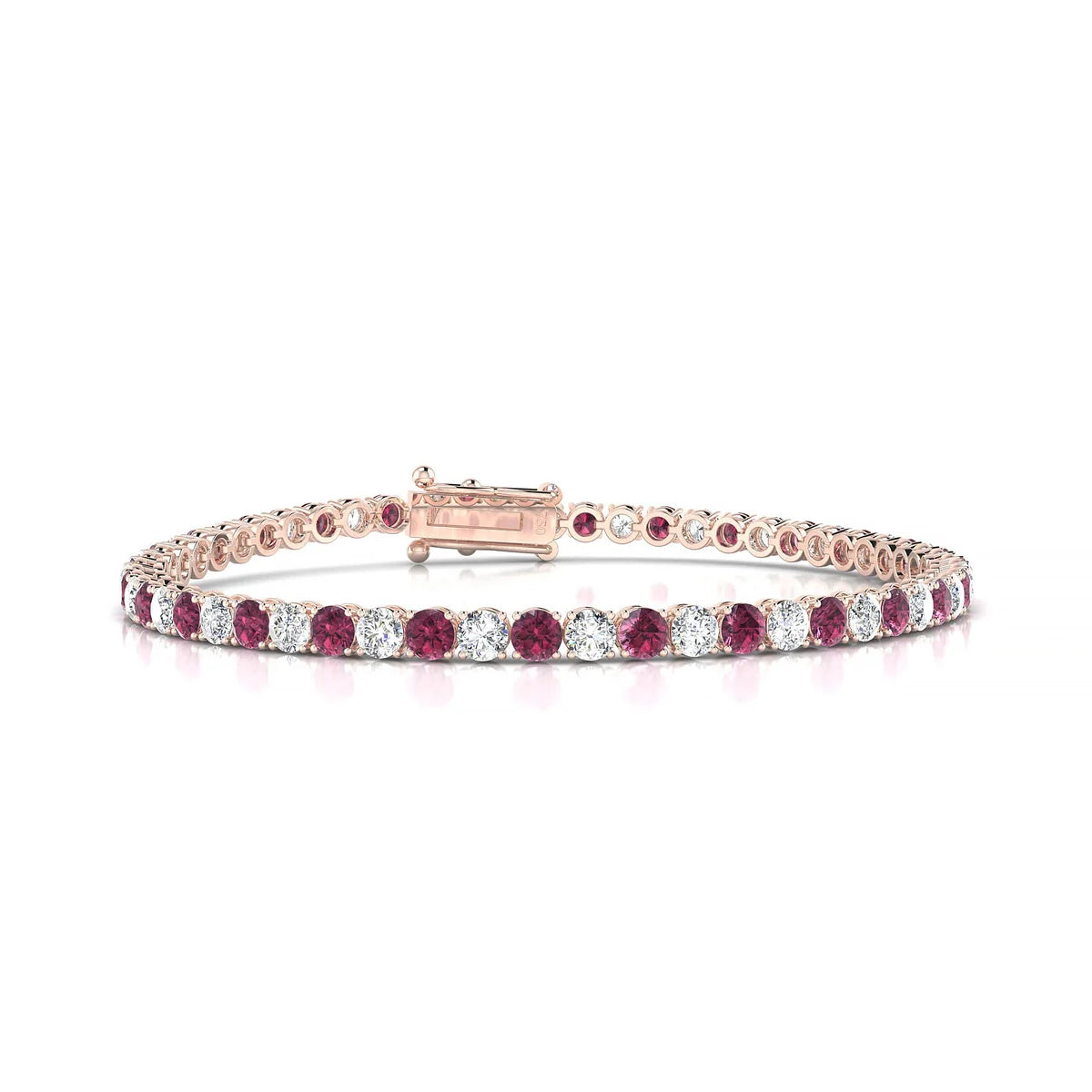 Palazzo 1-1 | 18k Rose Gold 3 mm Round Natural Rhodolite Tennis Bracelet