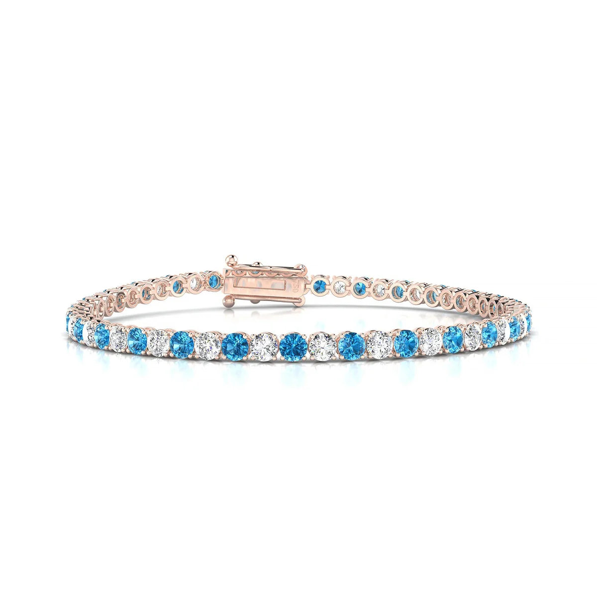 Palazzo 1-1 | 18k Rose Gold 3 mm Round Natural Topaz Tennis Bracelet