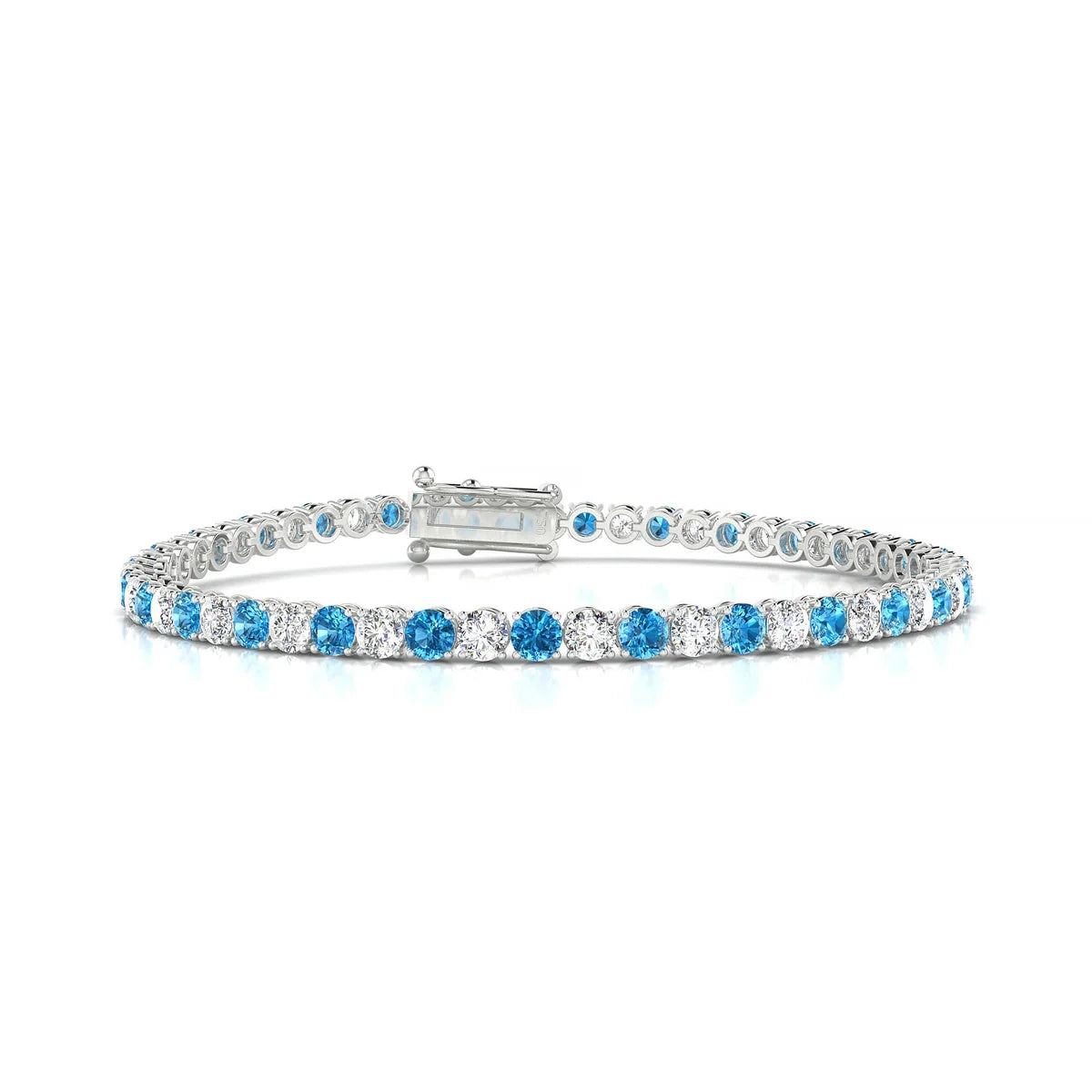 Palazzo 1-1 | 18k White Gold 3 mm Round Natural Topaz Tennis Bracelet