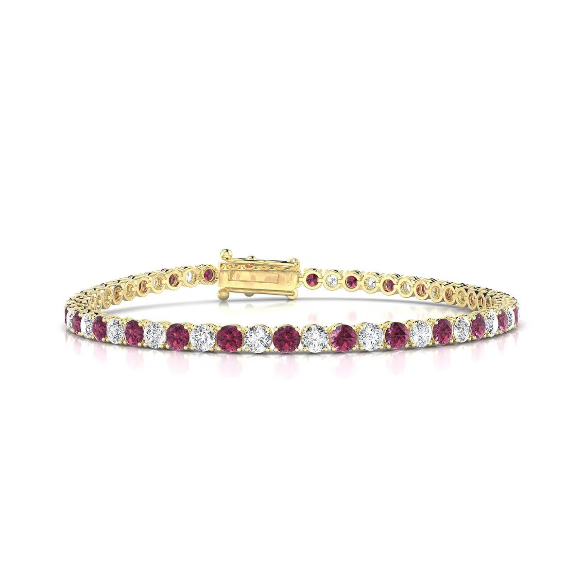 Palazzo 1-1 | 18k Yellow Gold 3 mm Round Natural Rhodolite Tennis Bracelet