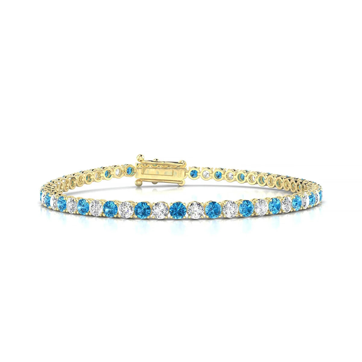 Palazzo 1-1 | 18k Yellow Gold 3 mm Round Natural Topaz Tennis Bracelet