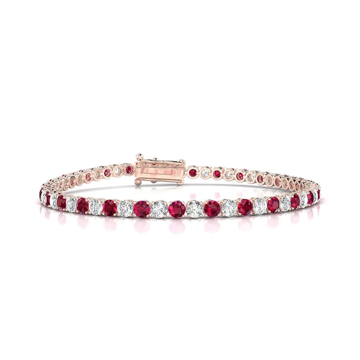 Palazzo 1-1 | 18k Rose Gold 3 mm Round Natural Ruby Tennis Bracelet
