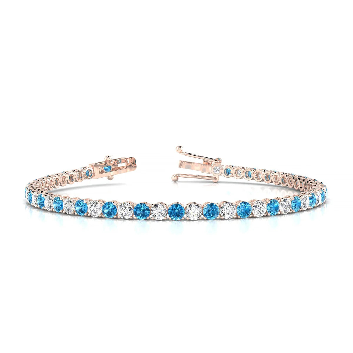 Palazzo 1-1 | 18k Rose Gold 3 mm Round Natural Topaz Tennis Bracelet