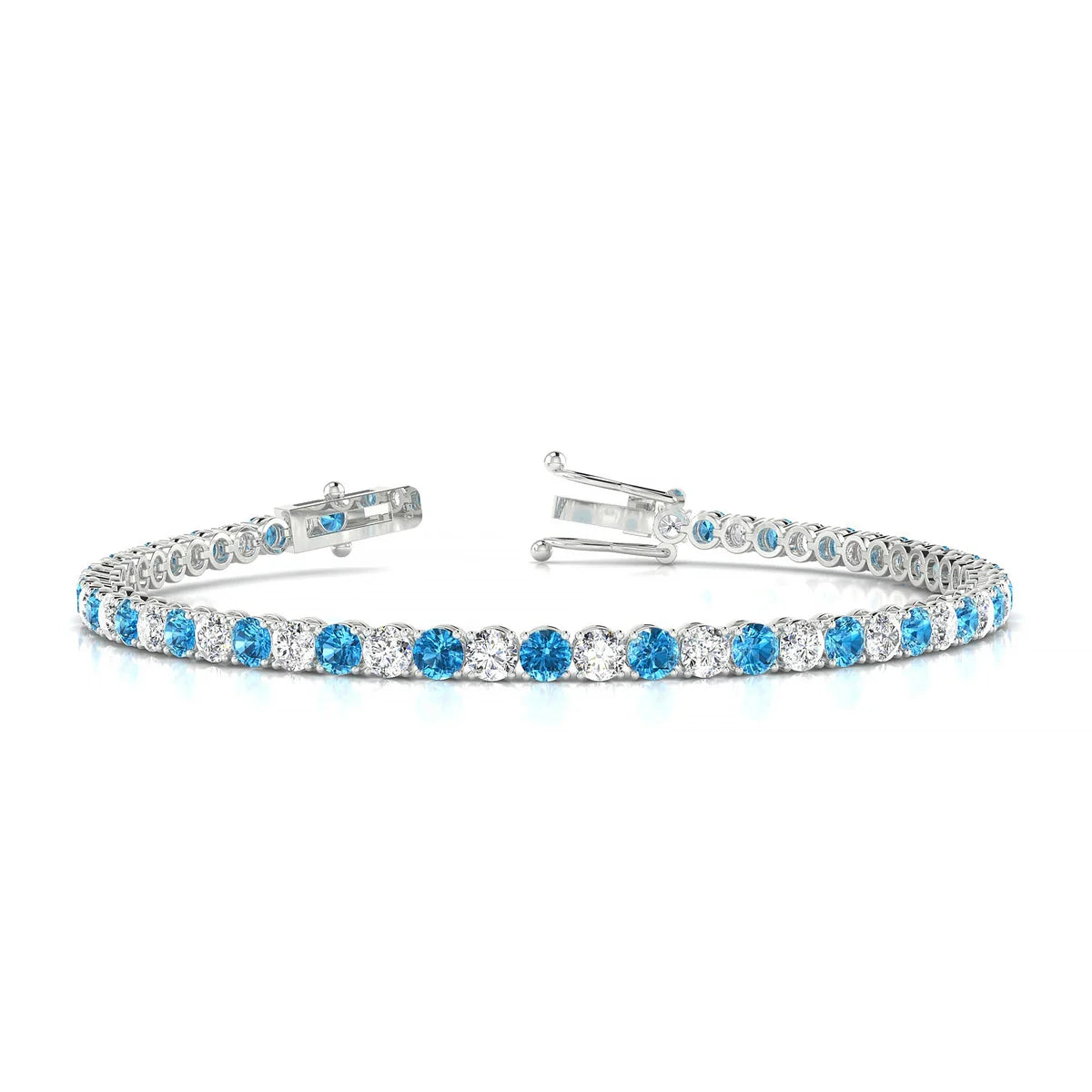 Palazzo 1-1 | 18k White Gold 3 mm Round Natural Topaz Tennis Bracelet