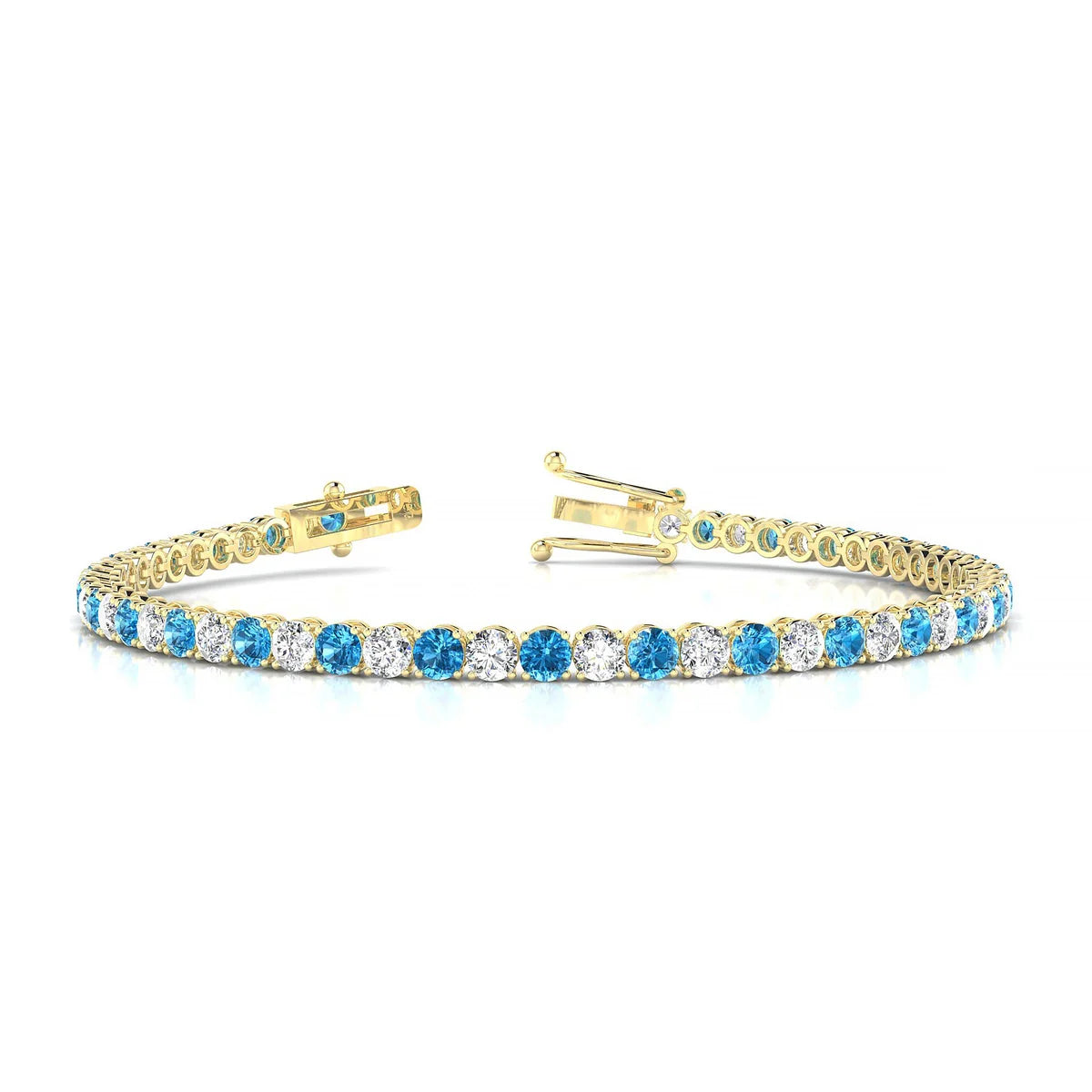 Palazzo 1-1 | 18k Yellow Gold 3 mm Round Natural Topaz Tennis Bracelet