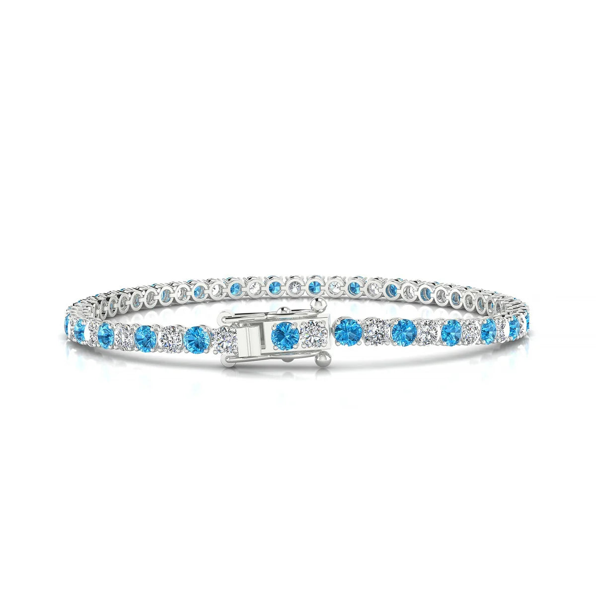 Palazzo 1-1 | 18k White Gold 3 mm Round Natural Topaz Tennis Bracelet