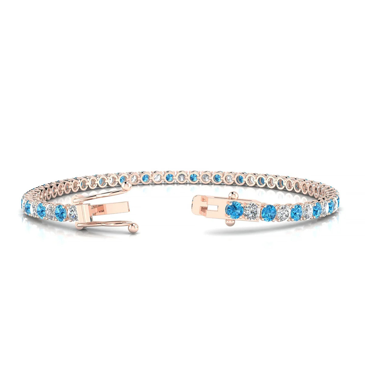 Palazzo 1-1 | 18k Rose Gold 3 mm Round Natural Topaz Tennis Bracelet
