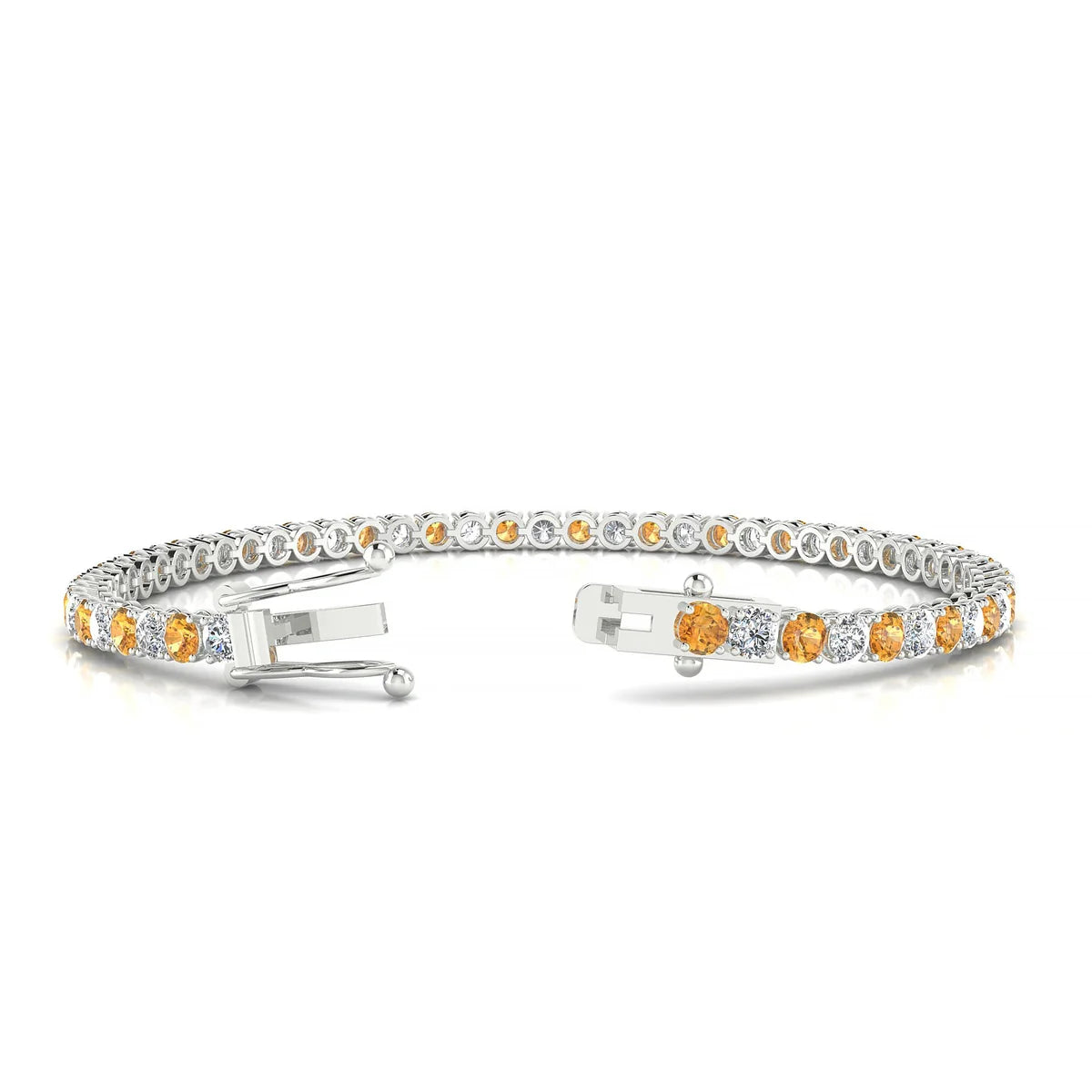 Palazzo 1-1 | 18k White Gold 3 mm Round Natural Citrine Tennis Bracelet