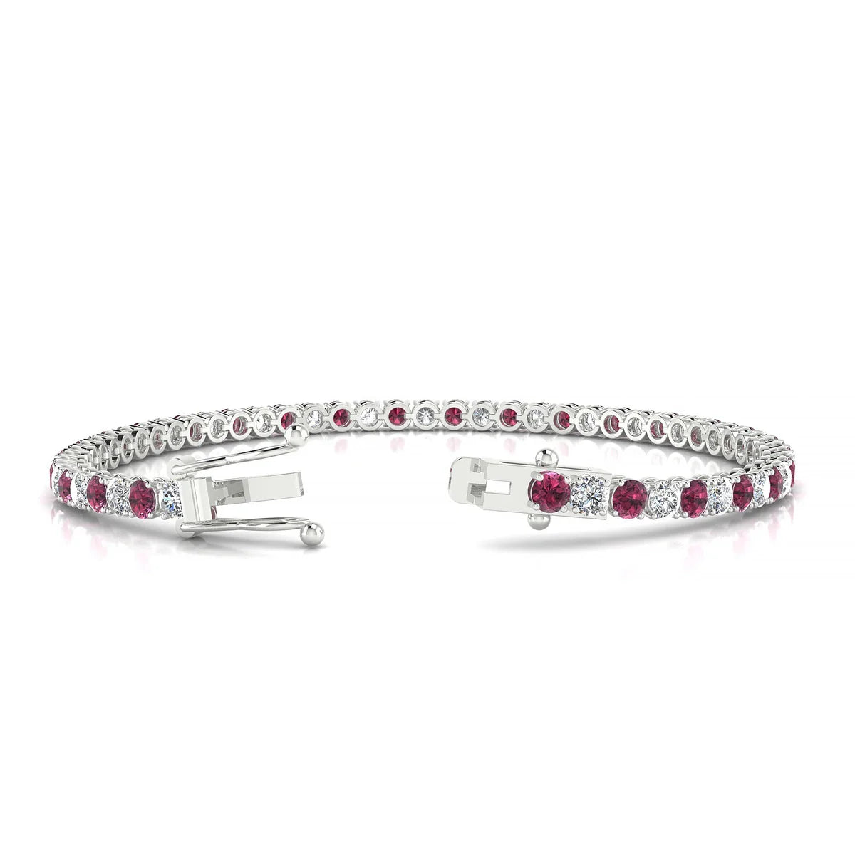 Palazzo 1-1 | 18k White Gold 3 mm Round Natural Rhodolite Tennis Bracelet