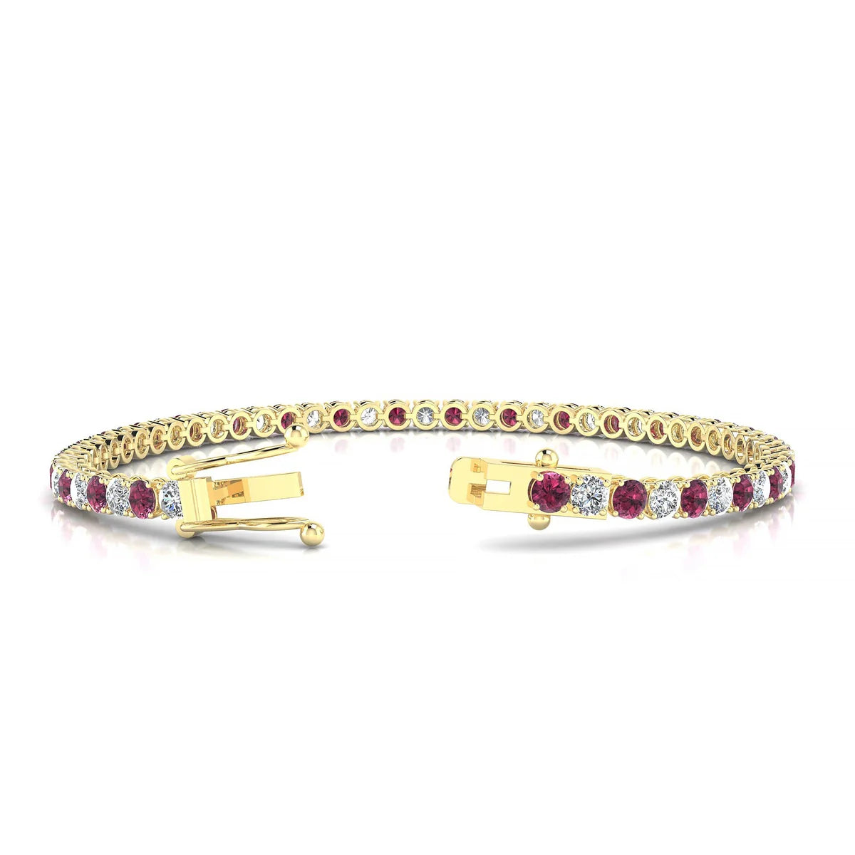 Palazzo 1-1 | 18k Yellow Gold 3 mm Round Natural Rhodolite Tennis Bracelet