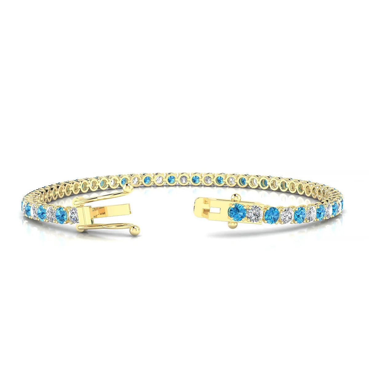 Palazzo 1-1 | 18k Yellow Gold 3 mm Round Natural Topaz Tennis Bracelet