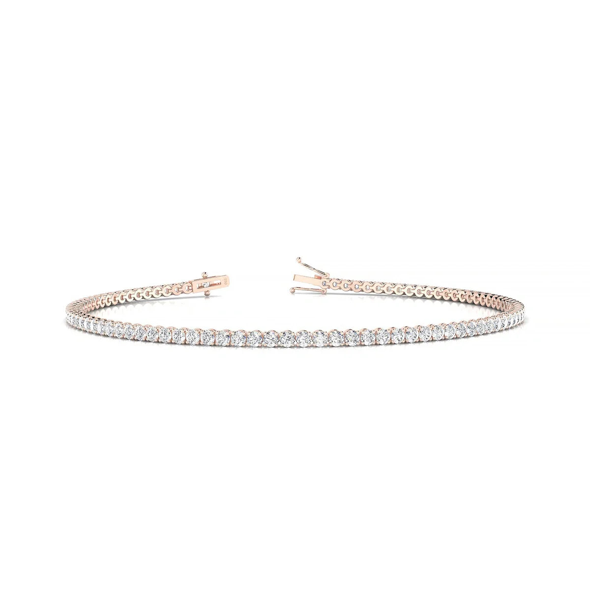 Palazzo | 18k Rose Gold 1.7 mm Round Natural Diamond Tennis Bracelet