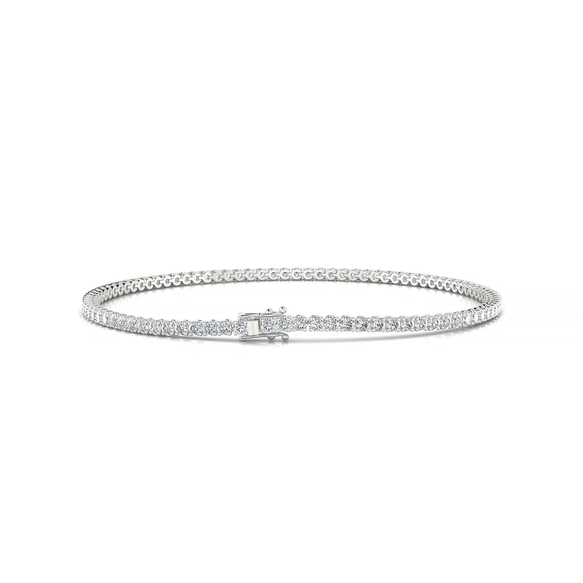 Palazzo | 18k White Gold 1.7 mm Round Natural Diamond Tennis Bracelet