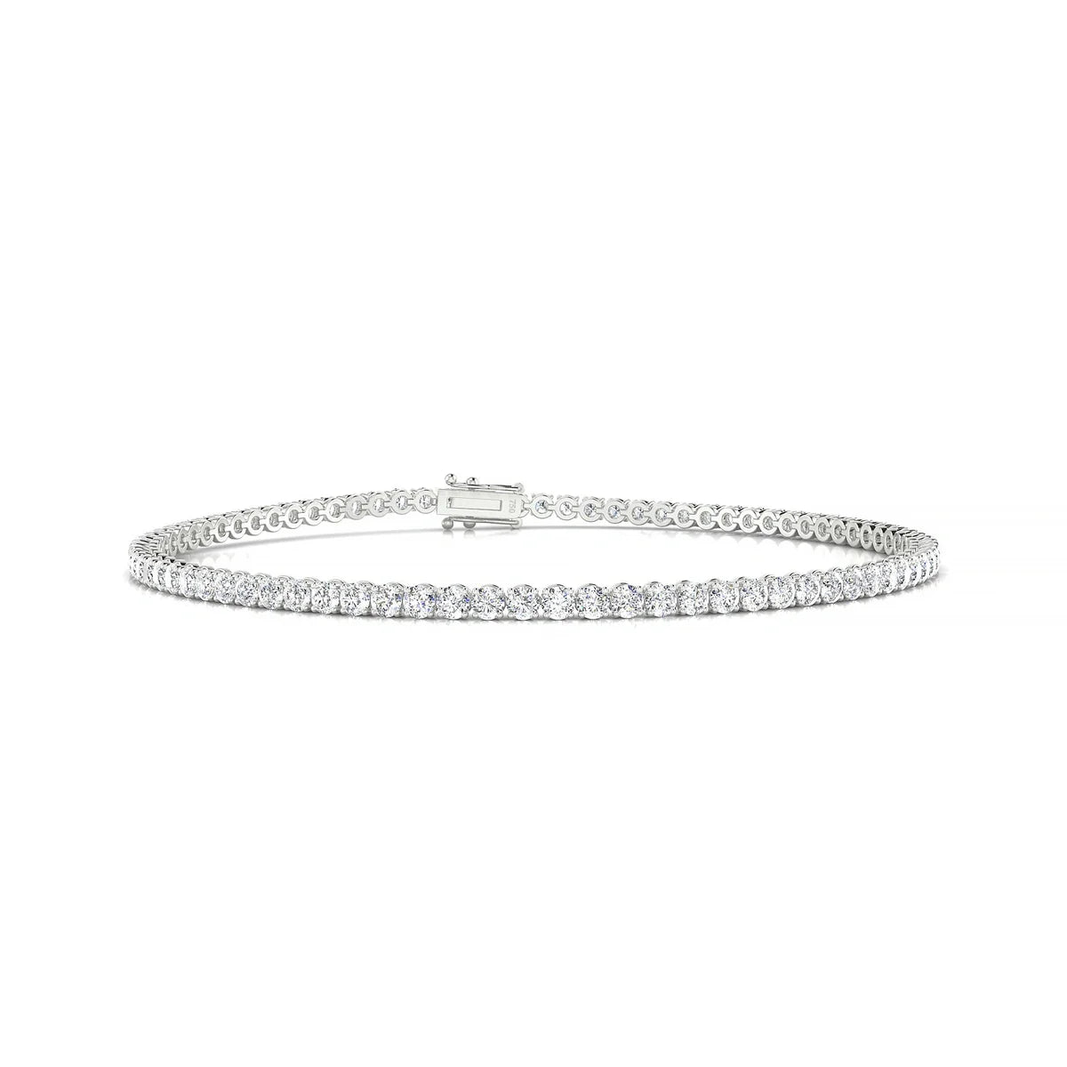 Palazzo | 18k White Gold 2 mm Round Natural Diamond Tennis Bracelet