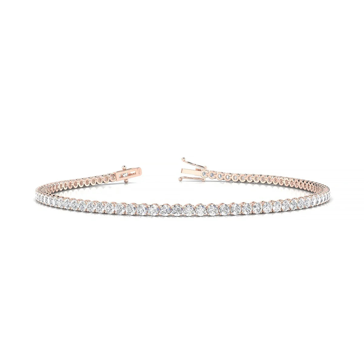 Palazzo | 18k Rose Gold 2 mm Round Natural Diamond Tennis Bracelet