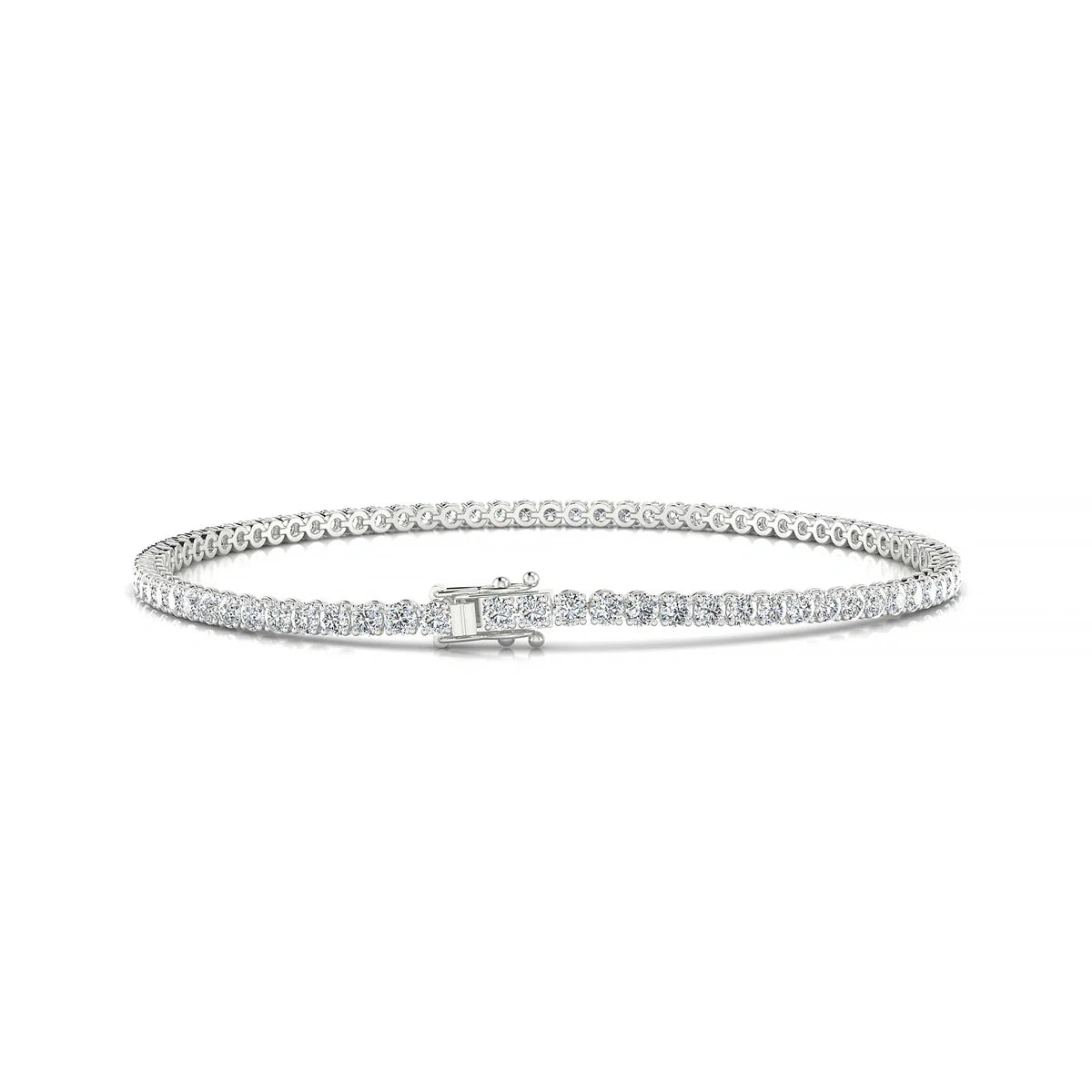 Palazzo | 18k White Gold 2 mm Round Natural Diamond Tennis Bracelet