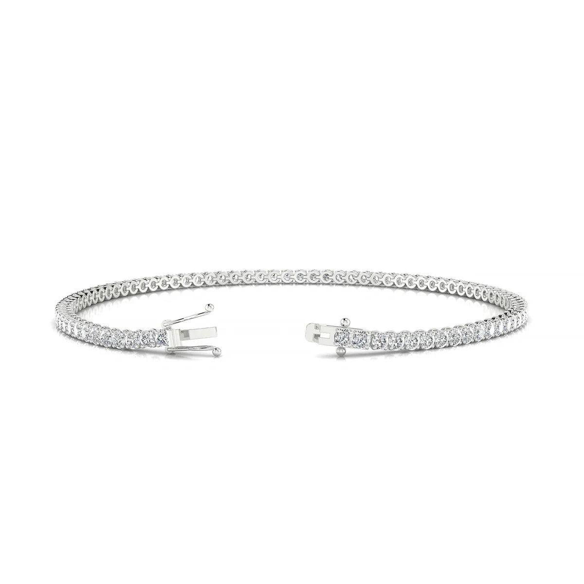 Palazzo | 18k White Gold 2 mm Round Natural Diamond Tennis Bracelet