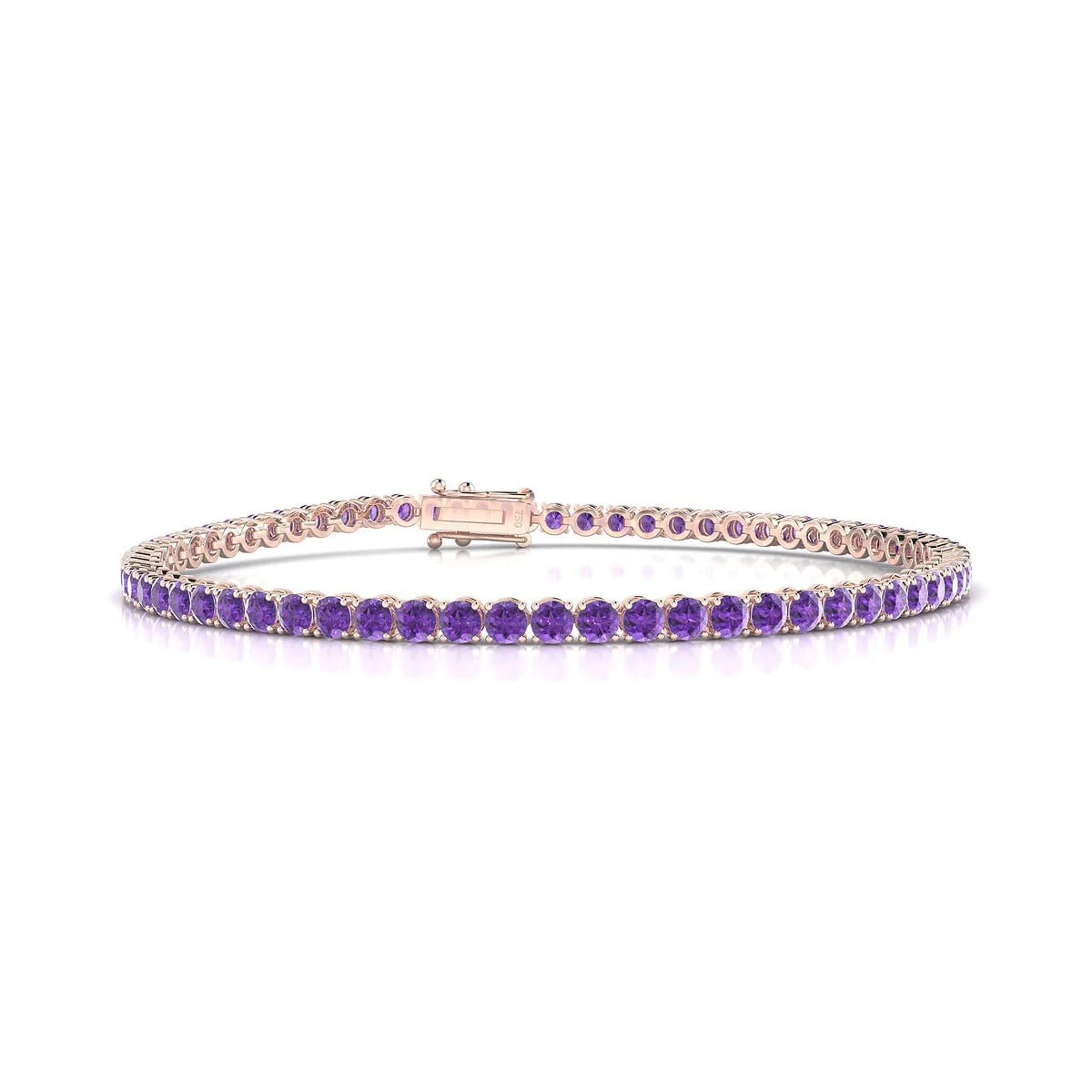 Palazzo | 18k Rose Gold 2.5 mm Round Natural Amethyst Tennis Bracelet