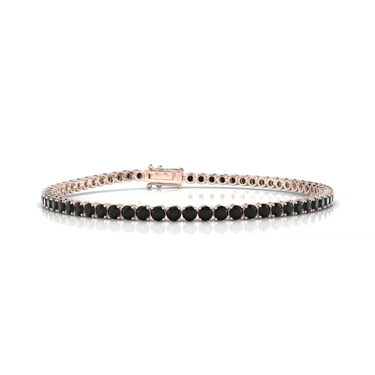 Palazzo | 18k Rose Gold 2.5 mm Round Natural Black Diamond Tennis Bracelet