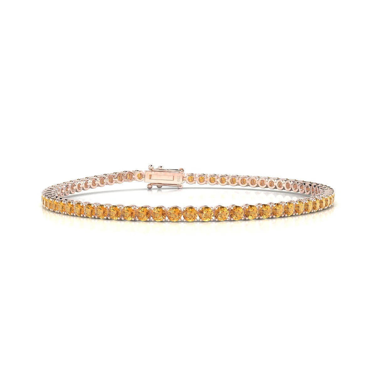 Palazzo | 18k Rose Gold 2.5 mm Round Natural Citrine Tennis Bracelet