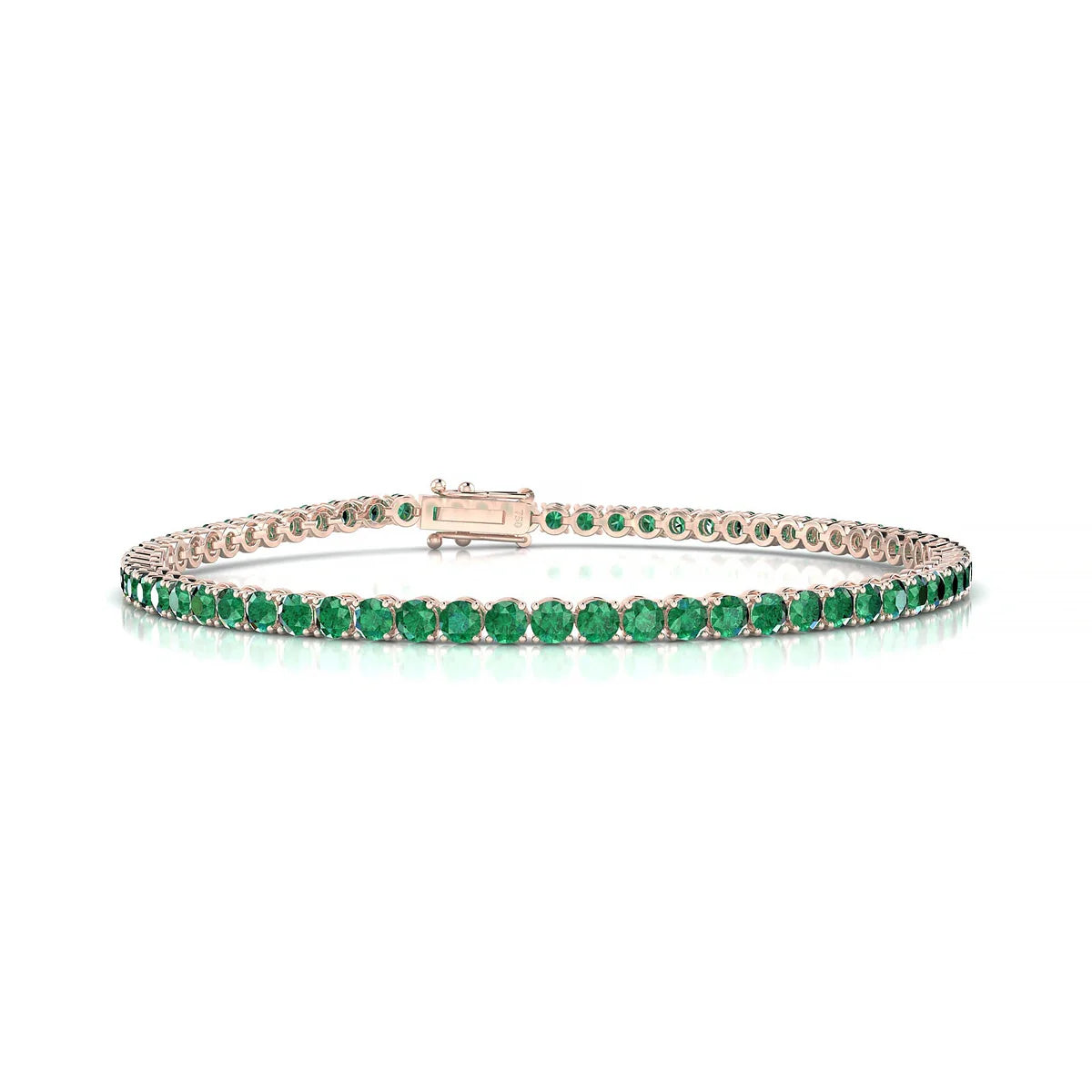 Palazzo | 18k Rose Gold 2.5 mm Round Natural Emerald Tennis Bracelet