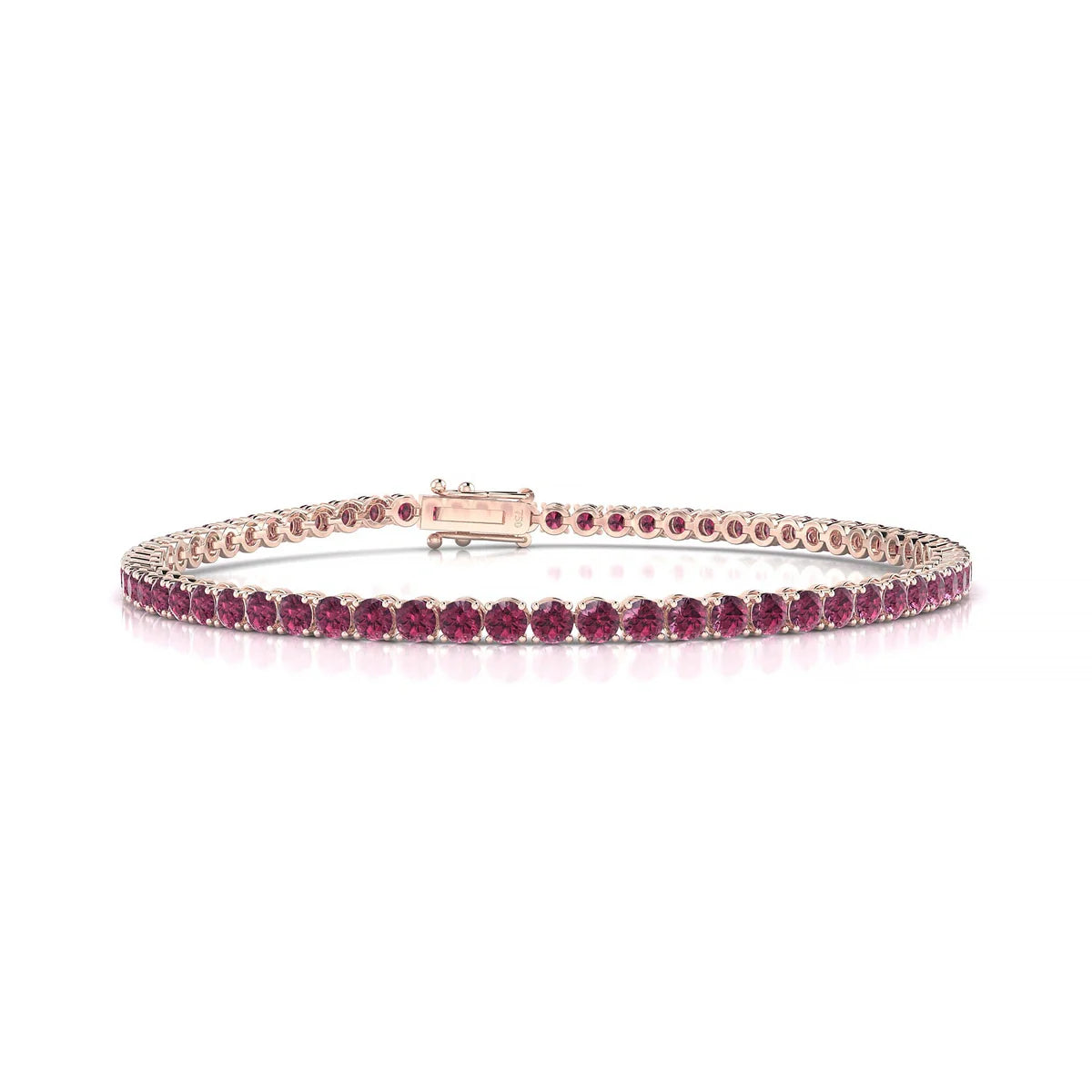Palazzo | 18k Rose Gold 2.5 mm Round Natural Rhodolite Tennis Bracelet