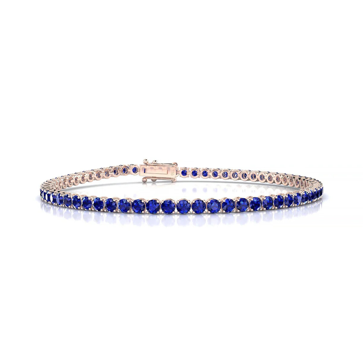Palazzo | 18k Rose Gold 2.5 mm Round Natural Sapphire Tennis Bracelet