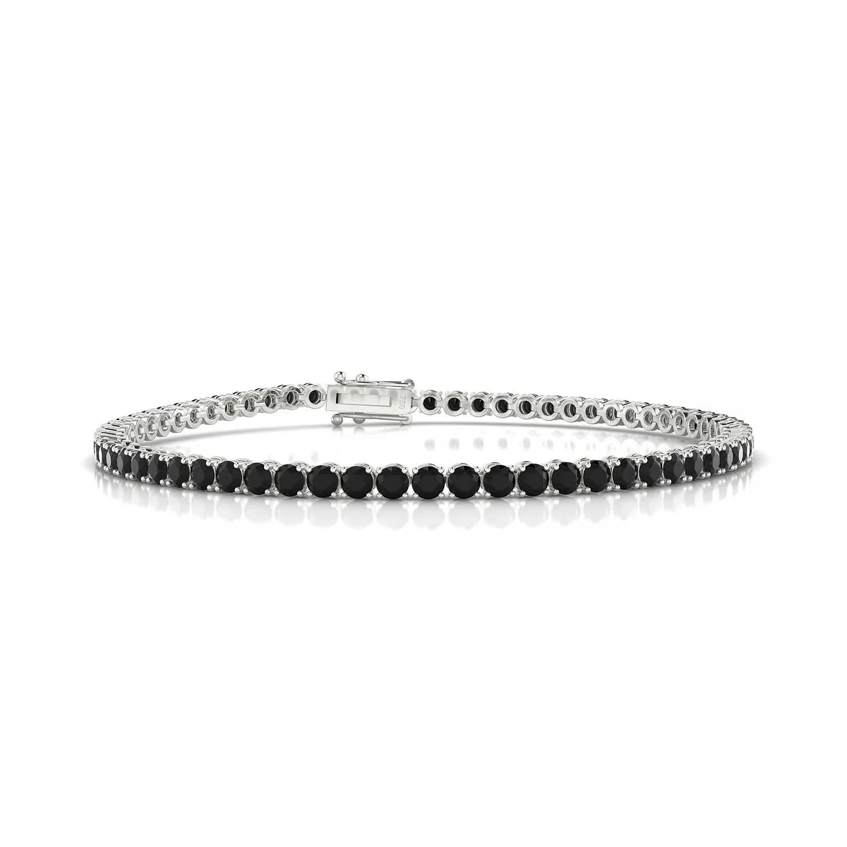 Palazzo | 18k White Gold 2.5 mm Round Natural Black Diamond Tennis Bracelet