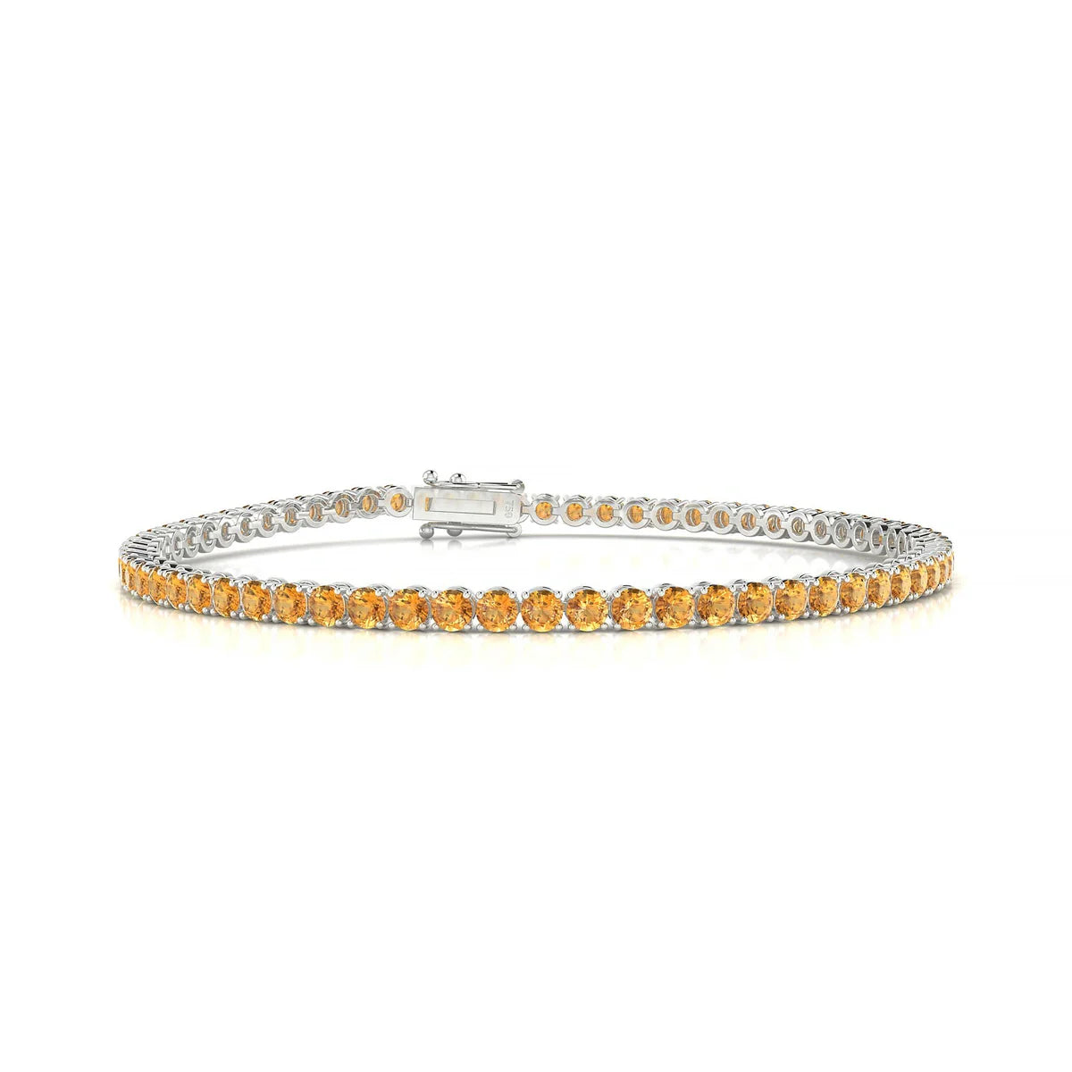 Palazzo | 18k White Gold 2.5 mm Round Natural Citrine Tennis Bracelet