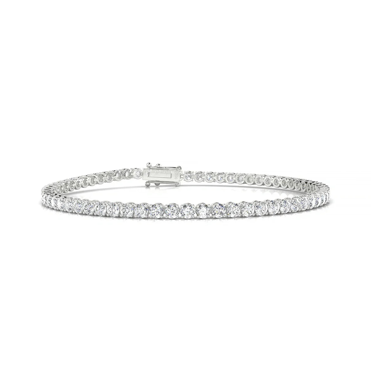 Palazzo | 18k White Gold 2.5 mm Round Natural Diamond Tennis Bracelet