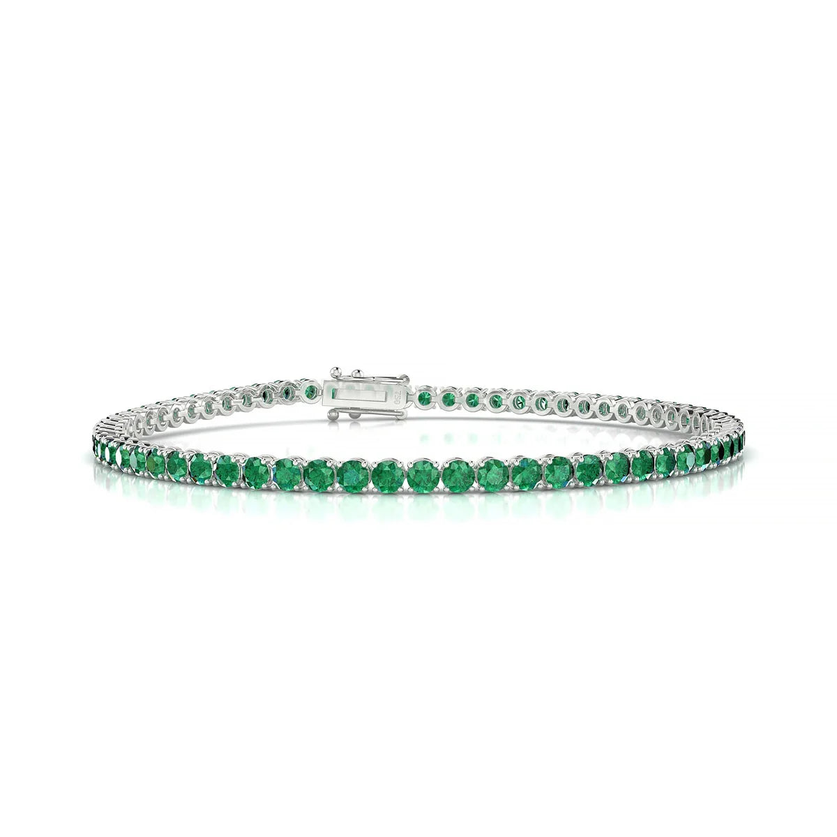 Palazzo | 18k White Gold 2.5 mm Round Natural Emerald Tennis Bracelet