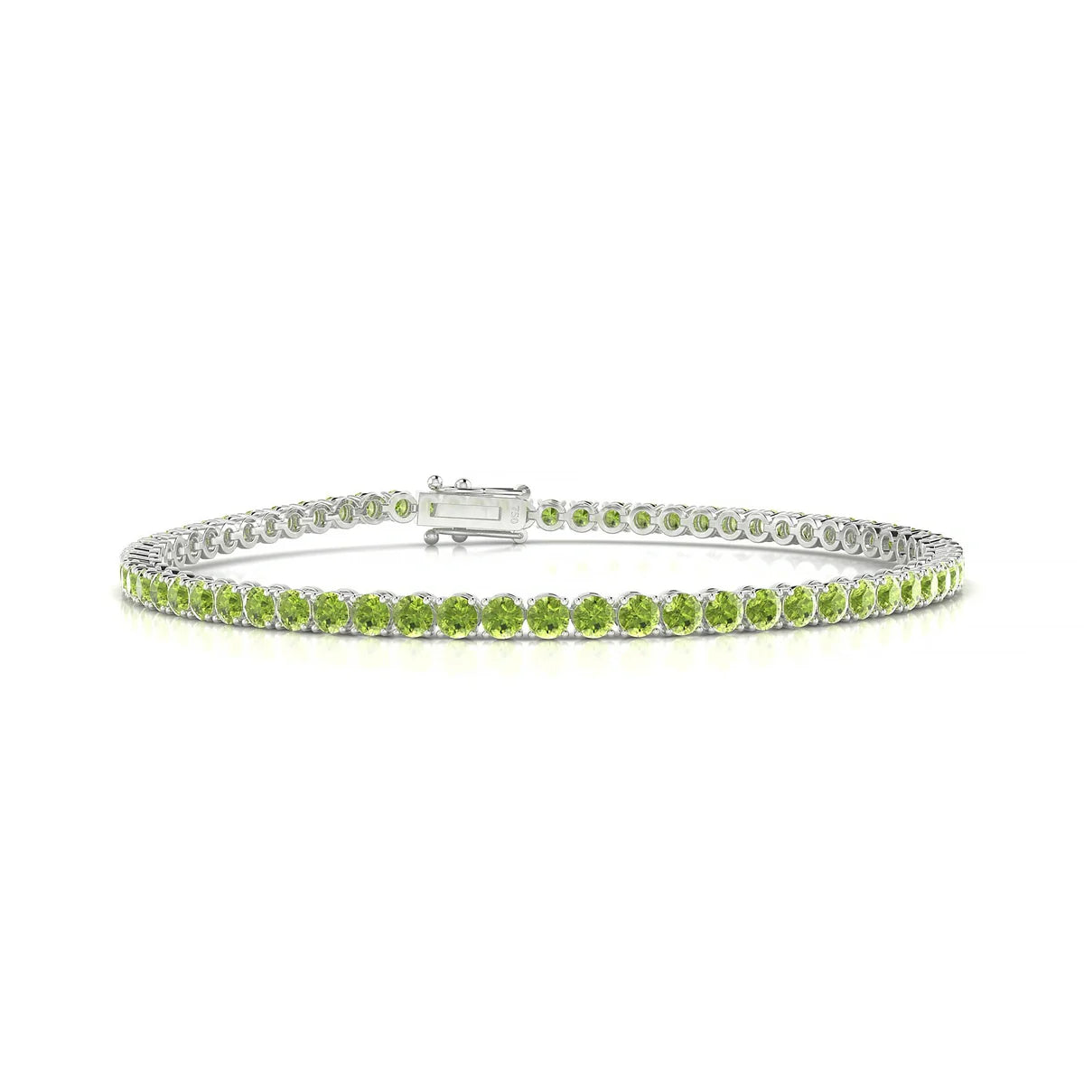Palazzo | 18k White Gold 2.5 mm Round Natural Peridot Tennis Bracelet