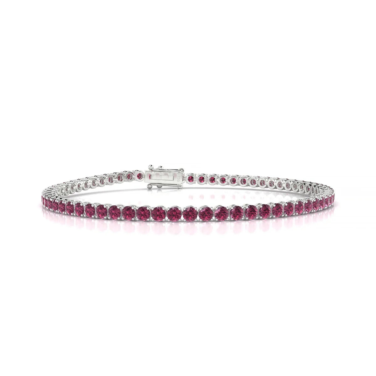 Palazzo | 18k White Gold 2.5 mm Round Natural Rhodolite Tennis Bracelet