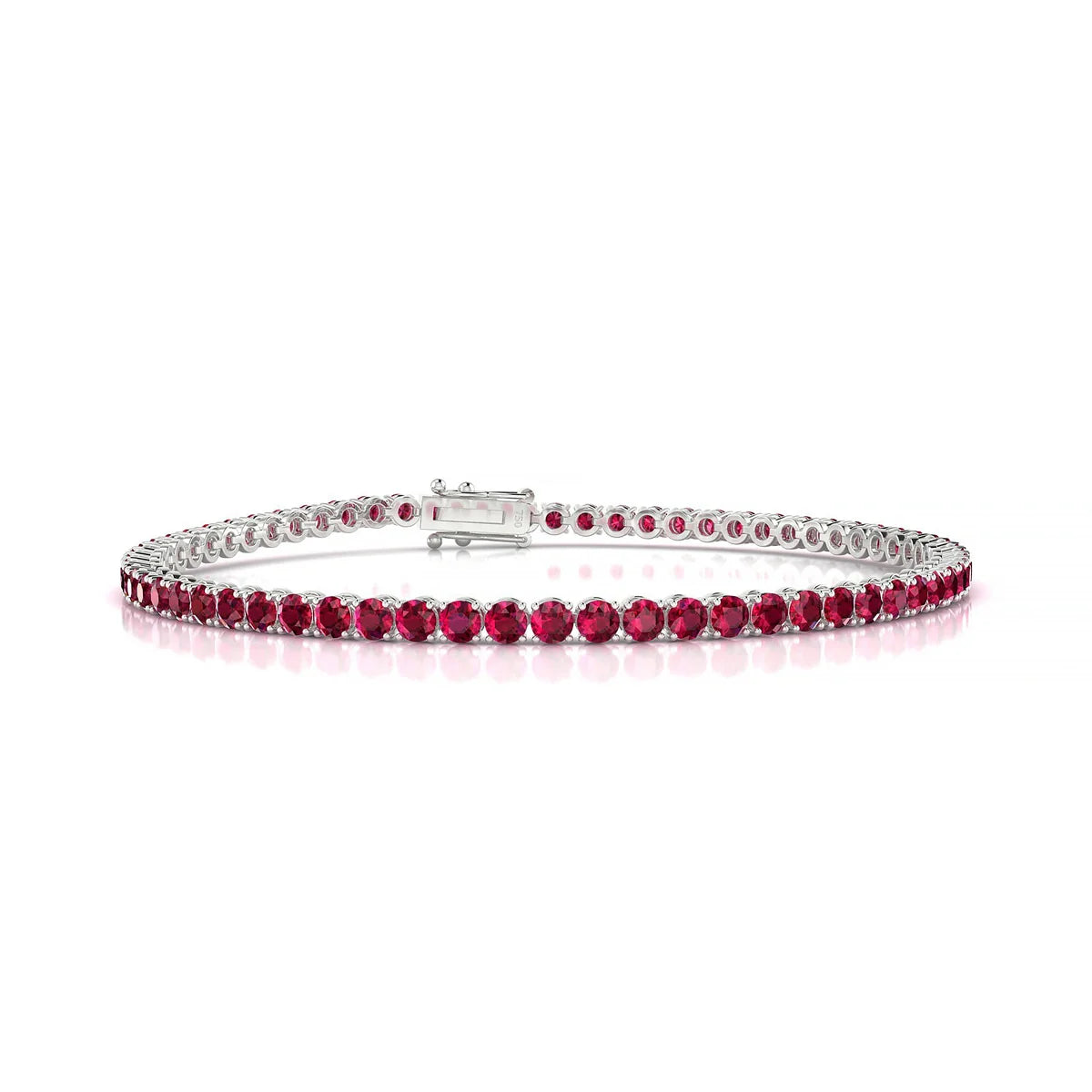 Palazzo | 18k White Gold 2.5 mm Round Natural Ruby Tennis Bracelet