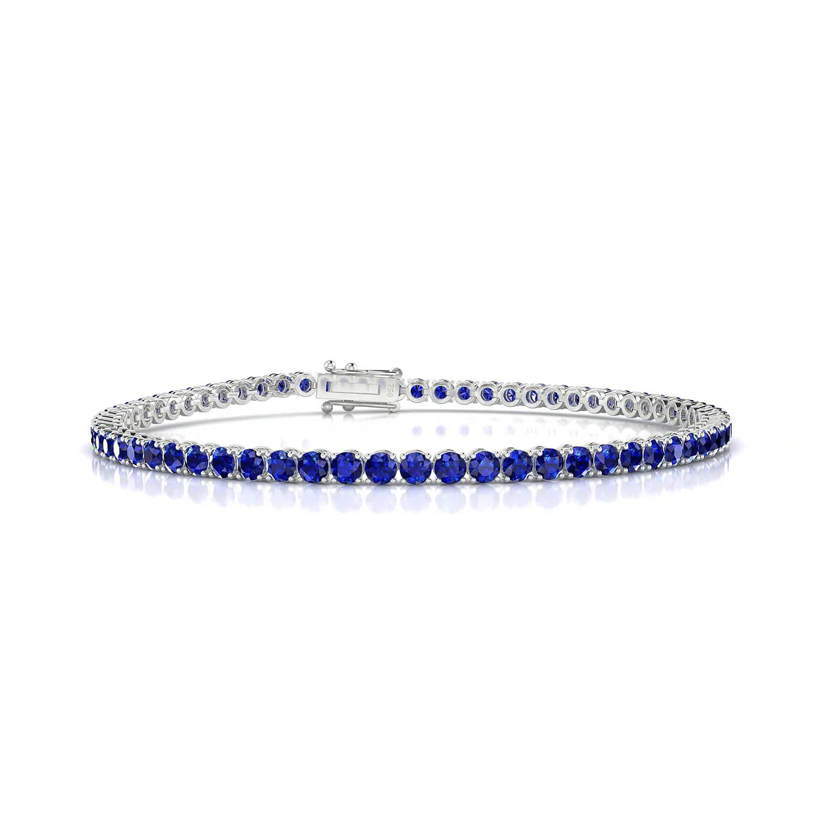 Palazzo | 18k White Gold 2.5 mm Round Natural Sapphire Tennis Bracelet