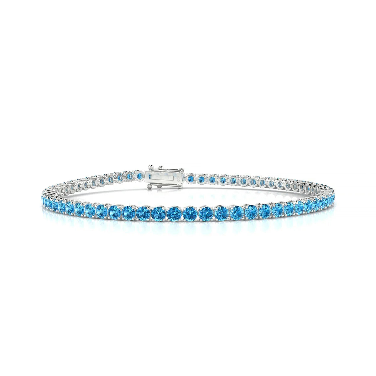Palazzo | 18k White Gold 2.5 mm Round Natural Topaz Tennis Bracelet
