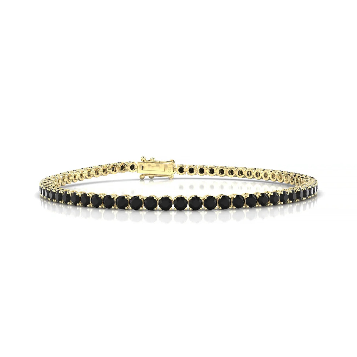 Palazzo | 18k Yellow Gold 2.5 mm Round Natural Black Diamond Tennis Bracelet
