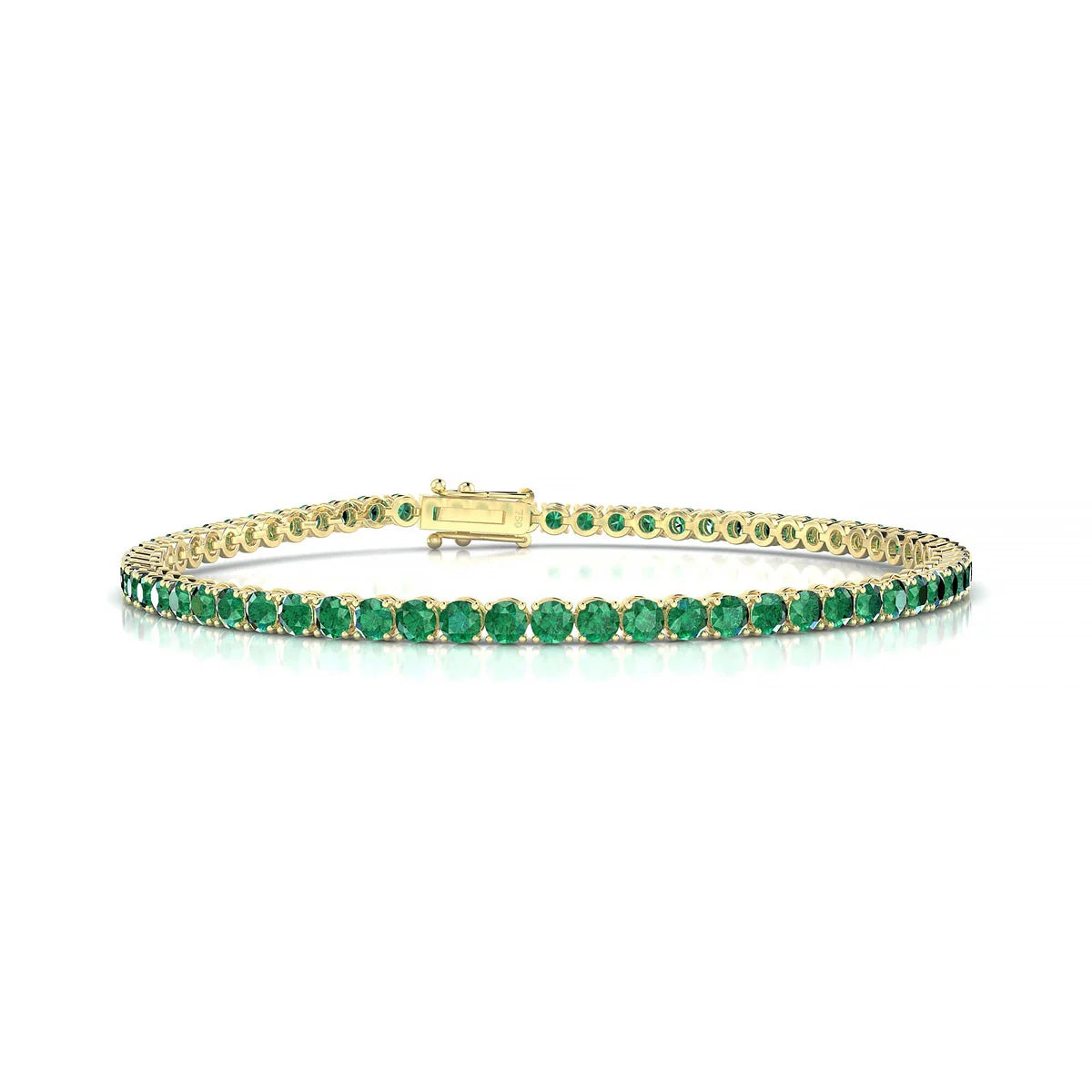 Palazzo | 18k Yellow Gold 2.5 mm Round Natural Emerald Tennis Bracelet