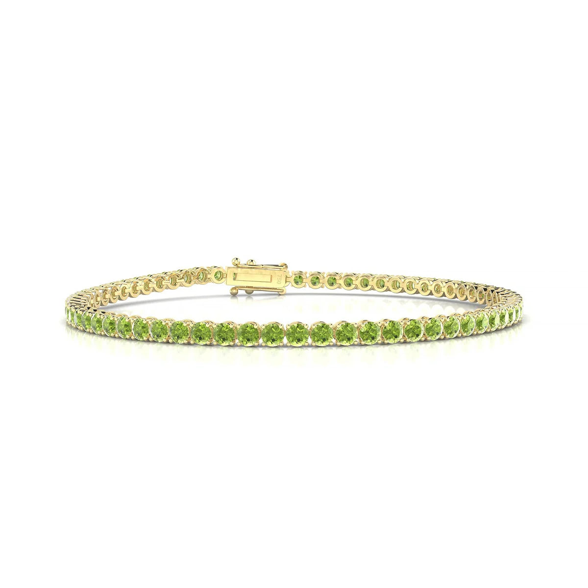 Palazzo | 18k Yellow Gold 2.5 mm Round Natural Peridot Tennis Bracelet