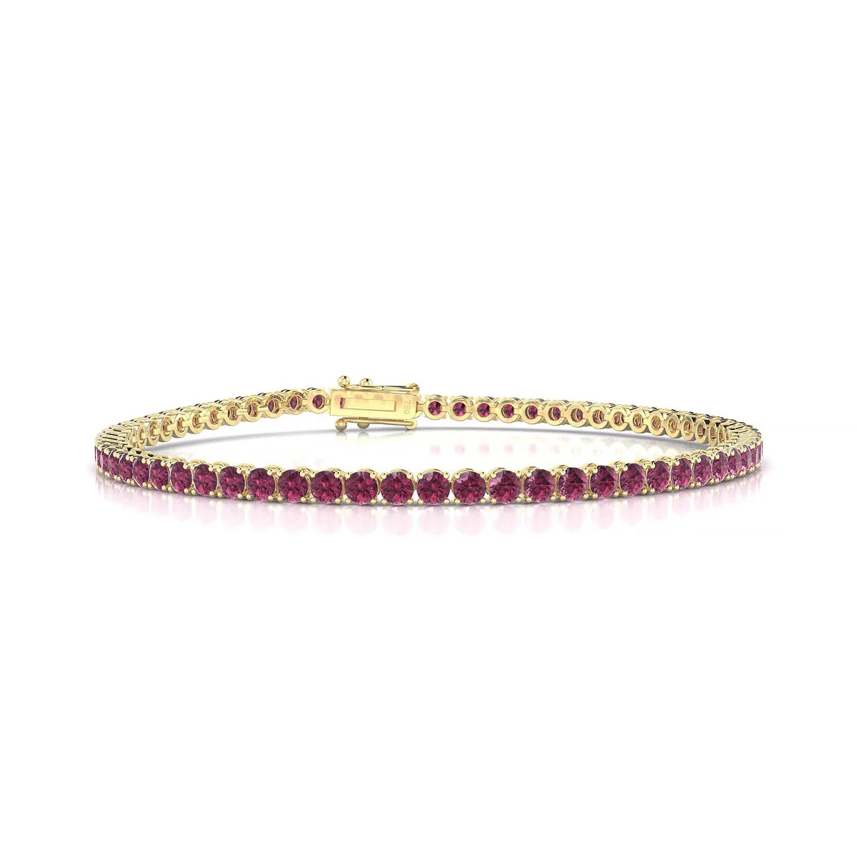 Palazzo | 18k Yellow Gold 2.5 mm Round Natural Rhodolite Tennis Bracelet