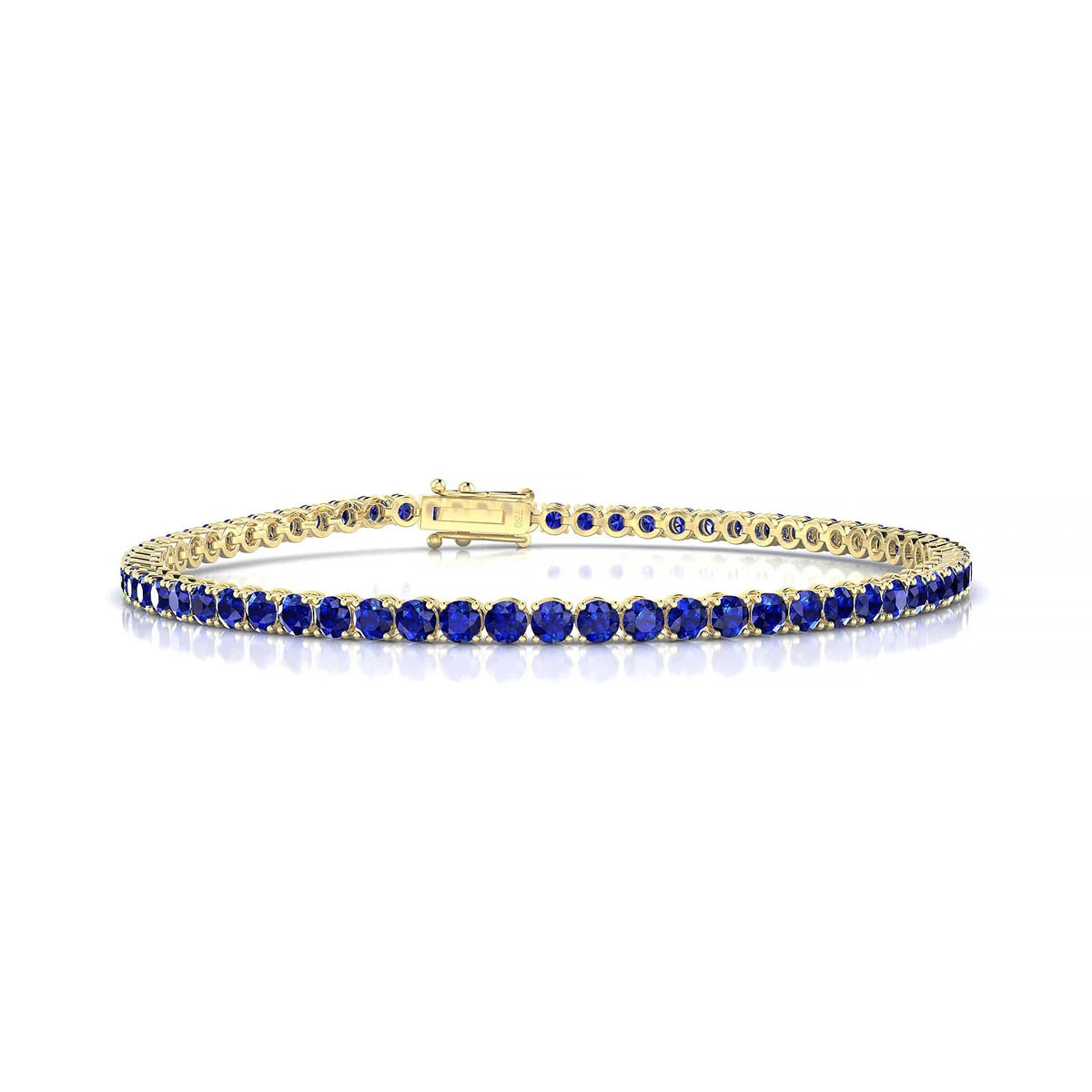 Palazzo | 18k Yellow Gold 2.5 mm Round Natural Sapphire Tennis Bracelet