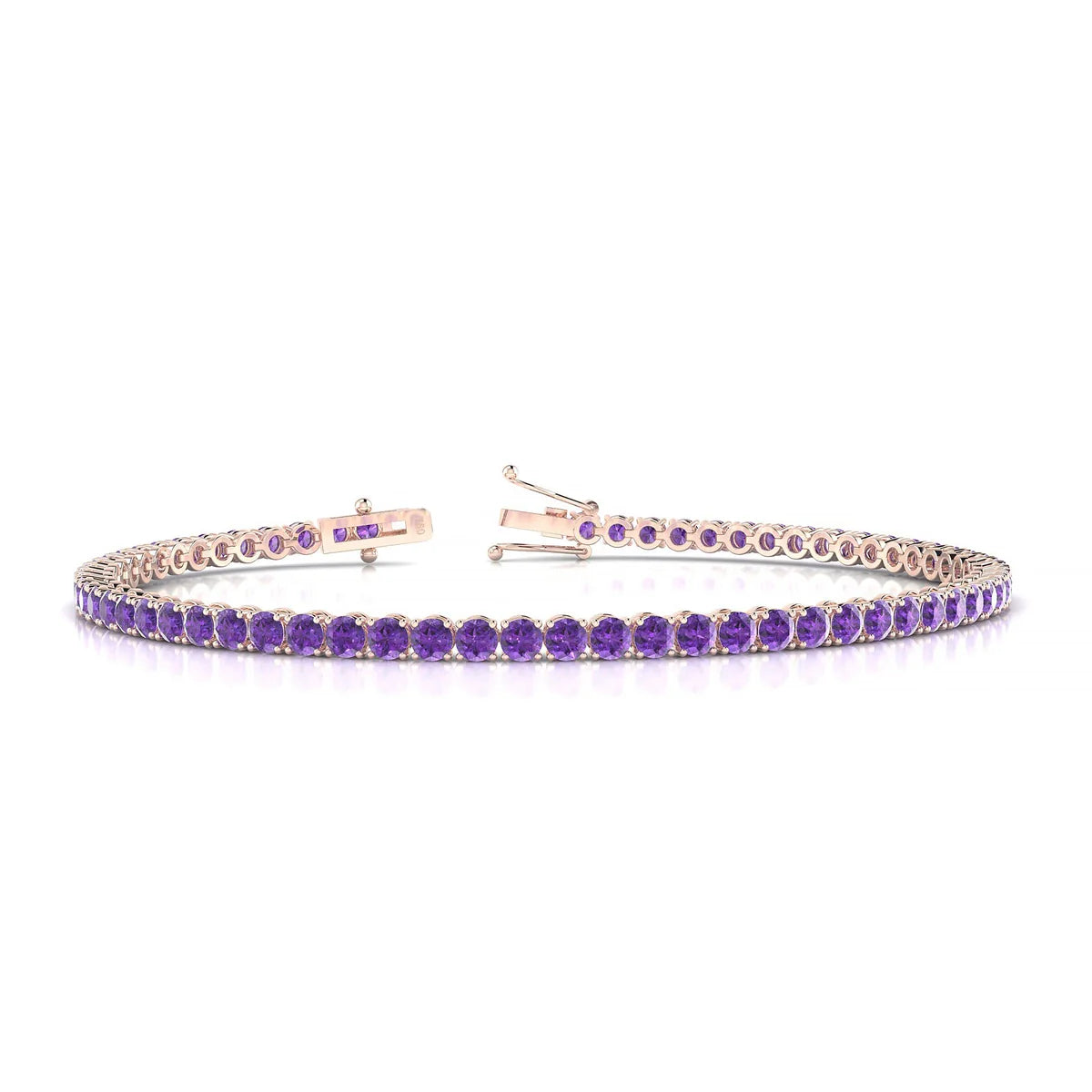 Palazzo | 18k Rose Gold 2.5 mm Round Natural Amethyst Tennis Bracelet