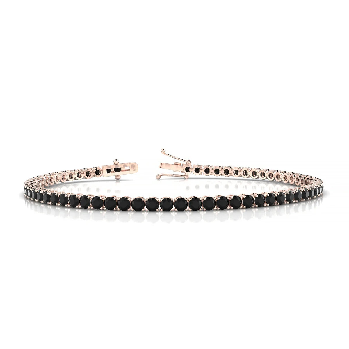 Palazzo | 18k Rose Gold 2.5 mm Round Natural Black Diamond Tennis Bracelet