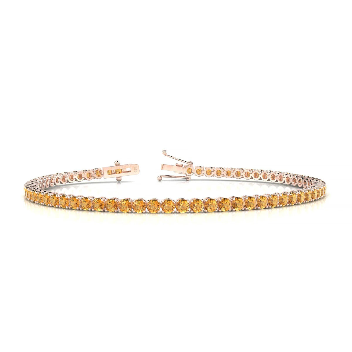 Palazzo | 18k Rose Gold 2.5 mm Round Natural Citrine Tennis Bracelet