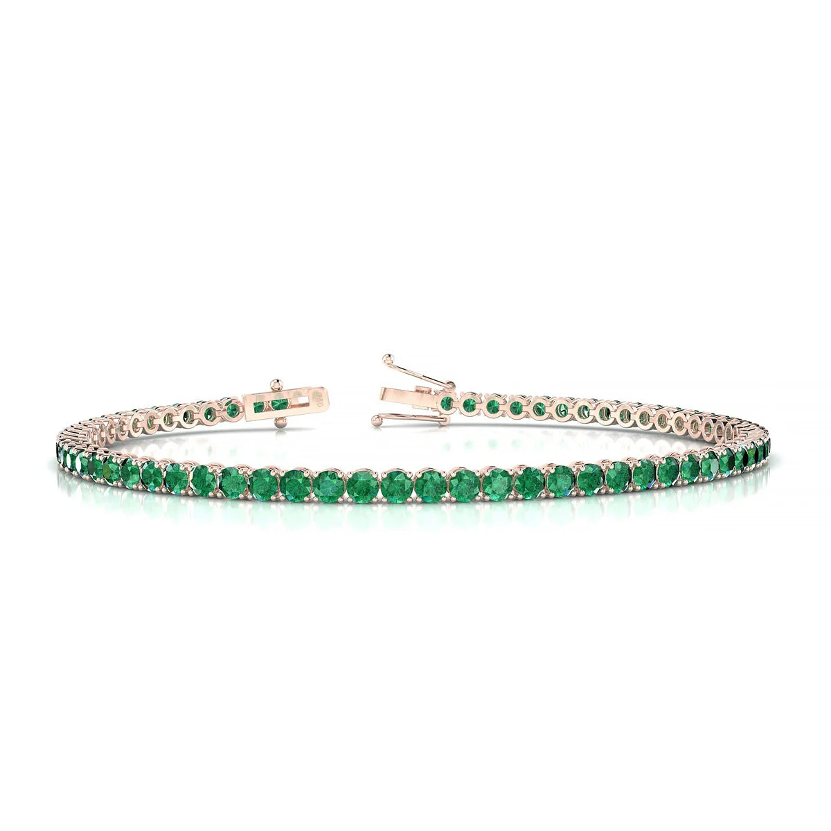 Palazzo | 18k Rose Gold 2.5 mm Round Natural Emerald Tennis Bracelet